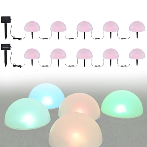 bmf-versand Solarlampe für Außen Stehend RGB Halbkugel 2er Set – Solarleuchte Garten 19 cm Hoch – Außenleuchte Gartenlampe LED – Leuchte Solar Aussenlampe IP 44 Lampenkette Rot Grün Blau