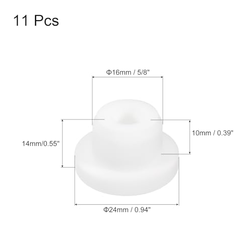 Image of MECCANIXITY 11pcs T-Shaped Silicone Plugs 16mm 5 /8 Inch Dia Snap in Plug Hole Seal Cover Round Rubber Stopper for Kitchen Rubber Bulkheads Waterproof Sealing Plugs White