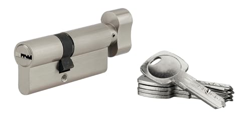 THIRARD - Cylindre de serrure à bouton Tiger 6, 40Bx30mm, nickel, anti-arrachement, anti-perçage, 5 clés