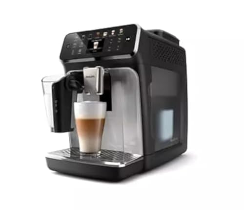 Philips EP4446/70 Cafetera expreso LatteGo Serie 4400, tecnología SilentBrew, inicio rápido, café aromático de granos recién molidos, 12 bebidas calientes y frías, cromo negro