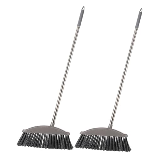ULDIGI 2pcs Stainless Steel Broom Garden Broom Outdoor Large Broom Garbage Cleaning Supply Scrubbing Broom Trash Sweeping Besom Family Clean Broom Cleaning Broom Ground Sweeper Plastic