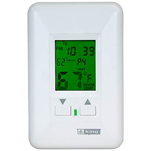King Hwp120 Electronic Line Voltage Programmable Hydronic System Thermostat, White #TOP1