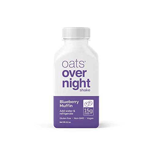 Oats Overnight Blueberry Muffin Bottled Shake - Gluten Free, Non-GMO, Vegan Friendly Breakfast Meal Replacement Shake with Powdered Oat milk. 15g of Protein (10 Pack)