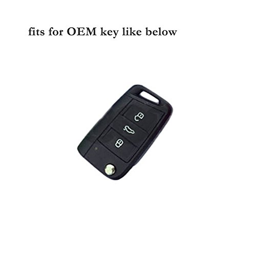 BROVACS Silicone Cover Protector Case Holder Skin Jacket Compatible with VOLKSWAGEN 3 Button Flip Remote Key Fob CV9803 Black - Image 4
