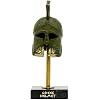 Handmade Green Oxidation Greek Corinthian Helmet with Black Marble Base 5.5" Tall
