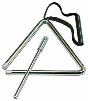 Tri�ngulo de acero fino, 15 cm. Muy buena sonoridad. Batidor incluido