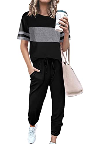 PRETTYGARDEN Women's Two Piece Sets 2025 Summer Spring Jogger Pants Travel Vacation Lounge Outfits Airplane Matching Clothes