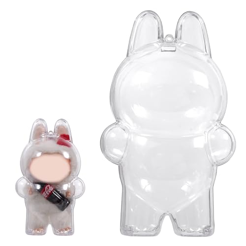 Thickened Clear Protective Case for LABUBU The Monsters COCA-COLA Standing Series with White Silicone Cord