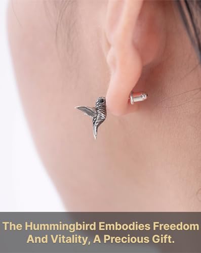 COPPERTIST.WU Hummingbird Stud Earrings Dainty Earrings Hummingbird Jewelry Gifts for Women Wife(925 Sterling Silver/18K Gold Vermeil)2