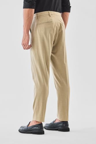 Image of SNITCH Men Formal Trousers | Tailored Pleated Design with Regular Fit & Smooth Texture | Premium Polyester Blend for Office, Meetings & Special Occasions
