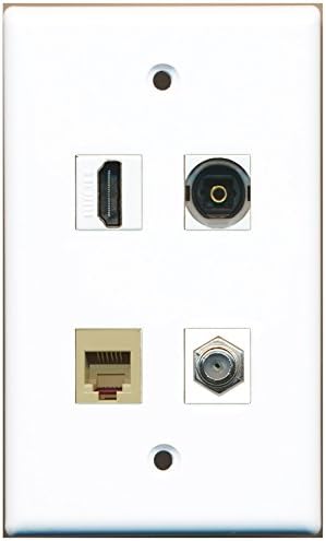 RiteAV - 1ポート HDMI 1ポート 同軸ケーブル TV - Fタイプ 1ポート 電話 RJ11 RJ12 ベージュ 1ポ