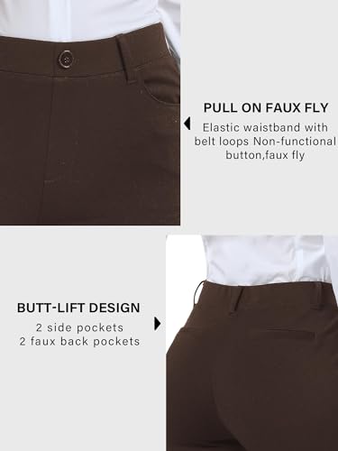 Image of Stelle Women 28 inch /30 inch / 32 inch Bootcut Dress Pants Business Casual Work Pants with Pockets Pull On Regular Slacks for Office