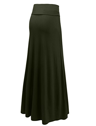 J. LOVNY Womens Premium Basic Simple Foldover Jersey Maxi Skirt2