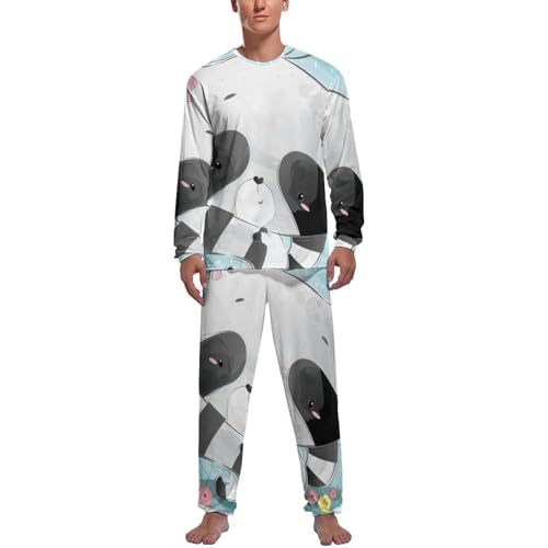 Pijama homme ratons laveurs ensemble manches longues anti-froid pour des nuits paisibles