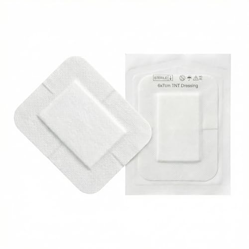 KMINA Wundverband Steril (50 Stück) 6 x 7 cm, Vliesstoff Pflaster Hypoallergen für Postoperative Wundversorgung