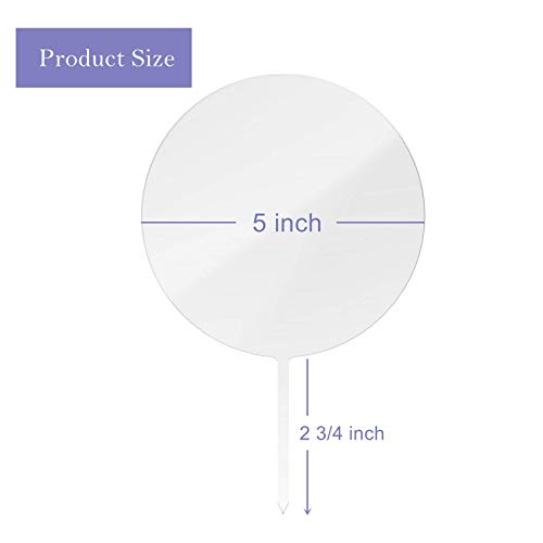 Uniqooo 20 Pack 5 Inch Round Acrylic Cake Toppers, Clear Blank Circle Diy Birthday Cake Topper, For Wedding, Engagement, Nuptial, Birthday Party, Graduation, Anniversary Cake Decorations #TOP5