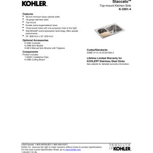 KOHLER K-3361-4-NA Staccato Dual Large/Medium Self-Rimming Kitchen Sink, Stainless Steel