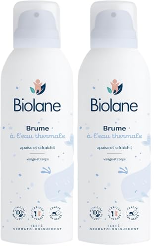 BIOLANE - Brume à l'eau thermale - Apaise, Rafraîchit, Hydrate - Visage et Corps - Formule 100% d'origine naturelle - Dès la naissance - Testée dermatologiquement - 150ml - Fabriquée en France