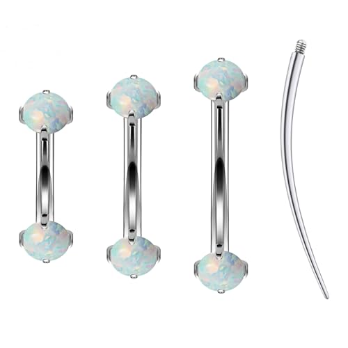 Ruifan 16g Rook Piercing Jewelry Titanium Internally Threaded White Opal