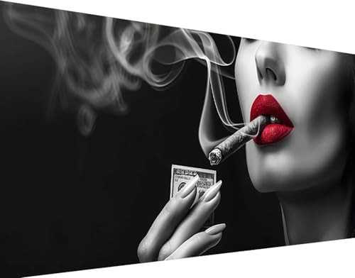 Diamond Painting Lèvres rouges 5D pour sublimer votre décoration de salon 70x140cm