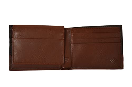 Columbia Men's 31CP220020 RFID Security Two Tone Blocking Bifold Built-in Shield Leather Wallet Brown3