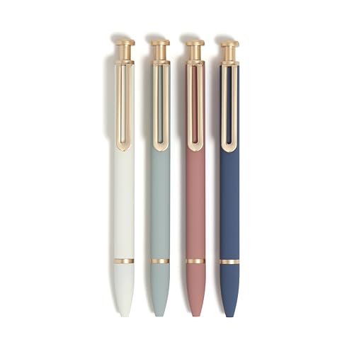 U Brands Monterey Ballpoint Pens, 4 Count, Atlantis Hue, Soft Touch, Gold Details, Bold (1.0 mm) Point, Black Ink