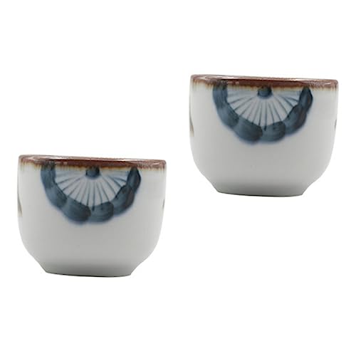 Garneck 2Pcs Style Glazed Sake Cup Hand Painted Flower Pattern Sake Serving Cups for Home for Tea Enjoyment Present Ready Design
