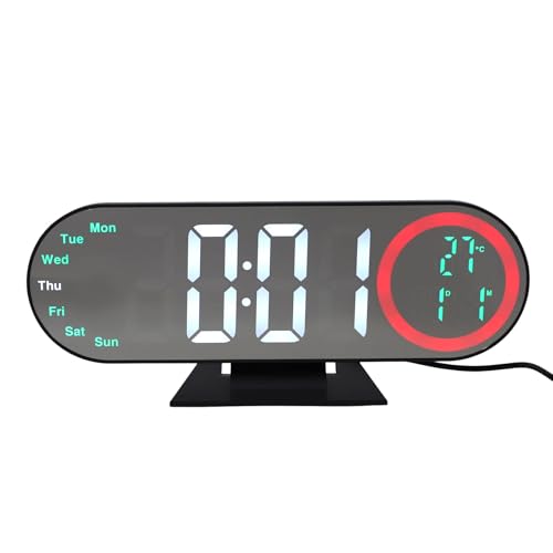 Reloj despertador digital espejo con brillo regulable de tres intensidades y pantalla LED 5
