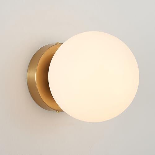 CozyCanyon 1 Pack 6''Globe Wall Sconce, Modern Gold Brass Wall