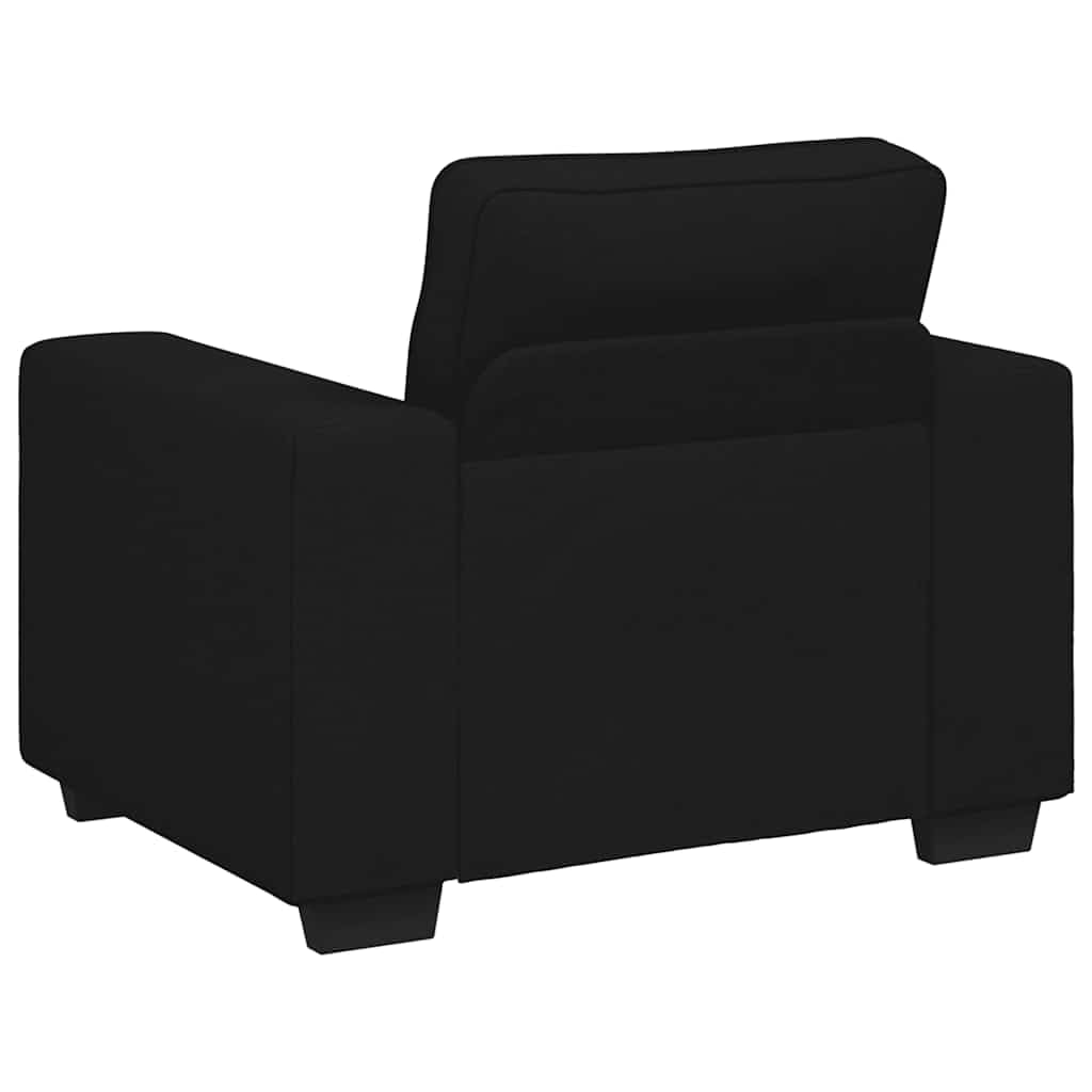 3-częściowy komplet sofy z poduszkami, czarny materiał, 100% poliester, metalowa rama 221 x 77 x 82 cm, 2-osobowa, 3-osobowa, do salonu, pokoju gościnnego, biura, przytulny, oszczędzający