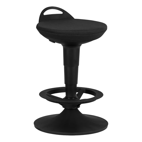 Image of Adjustable-Height Padded Lab Stool - Black