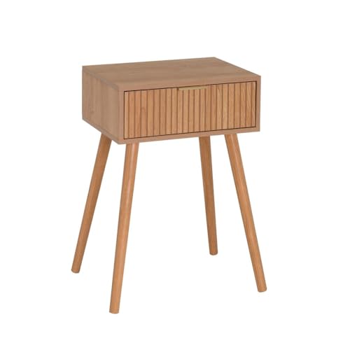 LOLAhome Mesita de Noche con 1 cajón Laminado de MDF Color Natural de 45x59 cm