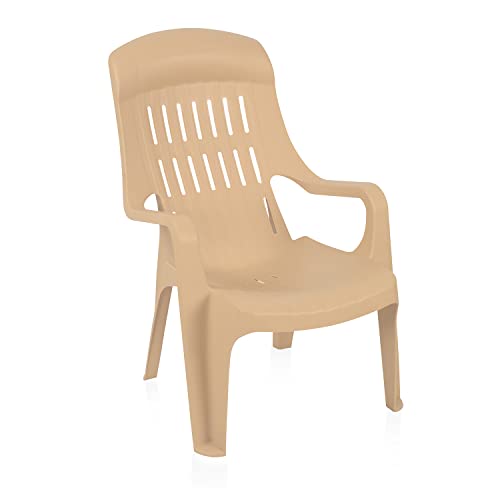 Image of Nilkamal Weekender Plastic Mid Back with Arm Chair | Chairs for Home| Dining Room| Bedroom| Kitchen| Living Room| Office - Outdoor - Garden | Dust Free |100% Polypropylene Stackable Chairs | Set of 4