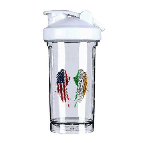 Wings America and Irish Flag 18 Ounce Shaker Cup,Fashion Theme Pattern Shaker Bottle Leak-proof Workout Shake Bottles 500ML/18 oz Perfect for Pre Workout-3-1