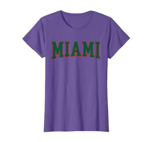 Miami - Throwback Design Print - Classic T-Shirt, Women, Purple Heather, Large