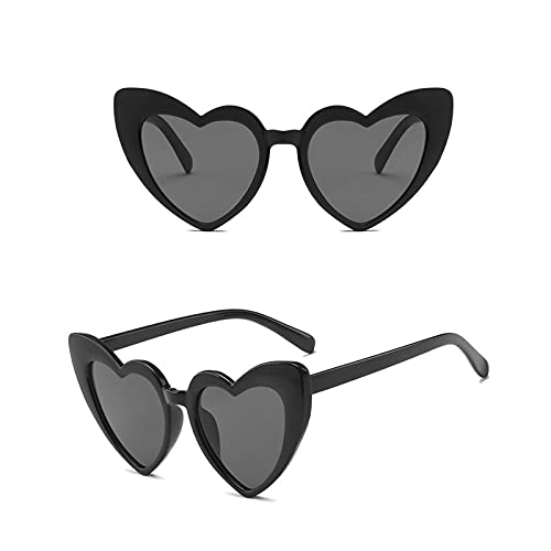 Lunettes Effet Coeur Créatifs Lunettes Romantique Amusantes Lunettes Effet Lunettes Soleil Cadre Coeur Vintage Lunettes Soleil Forme pour bar discothèque en plein air conduite pêche 2 pièces noir