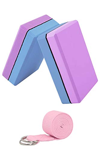 PowerLife Yoga Block Set, Including 2 EVA Yoga Blocks and 1 Cotton Yoga