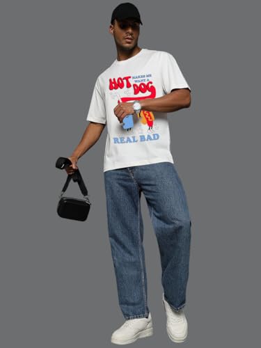 Image of Men's 100% Cotton Round Neck Printed Oversized T-Shirt
