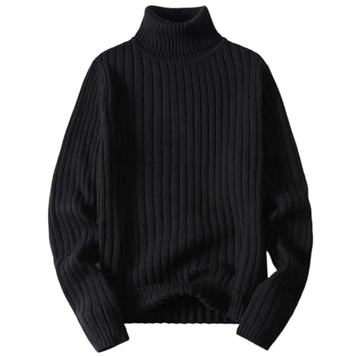 Mens Turtleneck Sweater Knittde Pullovers Fall Winter Long Sleeves Slim Fit Warm Knitted Pullovers Tops