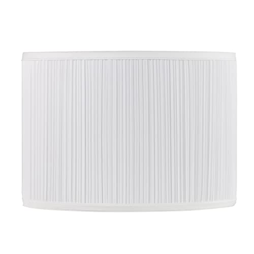Aspen Creative 31501, Mushroom Pleated Drum Contemporary Spider Lamp Shade, Rice White, 14" Top x 14" Bottom x 10" Height