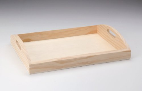 GLOREX houten dienblad, natuur, 36 x 28 x 7 cm