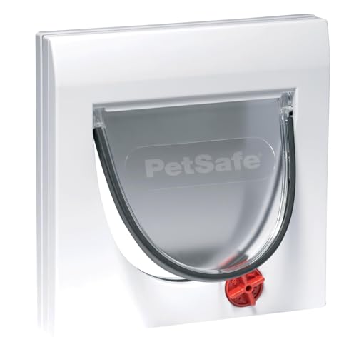 PetSafe Katzenklappe mit 4 Verriegelungsmöglichkeiten, Weiß, mit Tunnel