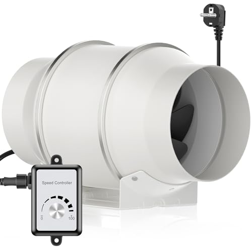 HG Power 150mm Ventola di Aspirazione con Regolatore di Velocità 100-240V Silenzioso Ventilatore di Scarico 647m³/h Ventilazione da tubo per Cucine Bagni Garage