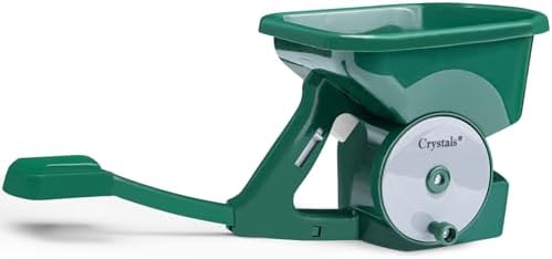 Crystals Seed Spreader Handheld - Rotary Grass Seed Spreader and Lawn Feed Spreader - Lawn Fertiliser Spreader Hand Held