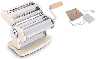 Imperia IPasta Classic Line. Pasta Machine 100% Made in Italy. Fresh Pasta Machine in Steel. Manual Roller with Crank. Creates Dough Sheets for Lasagne, Tagliolini, Fettuccine. (IPasta Crema)