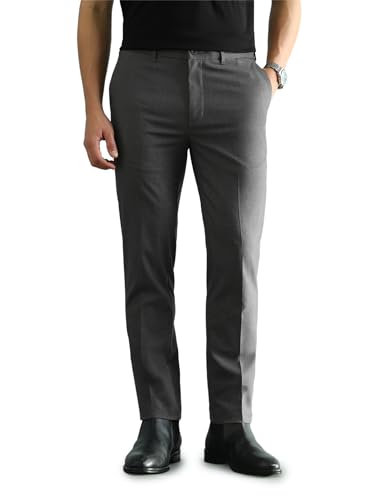 Image of Arrow Solid Super Slim Fit Formal Trousers for Men - Full Length Formal Pants for Men Office Wear