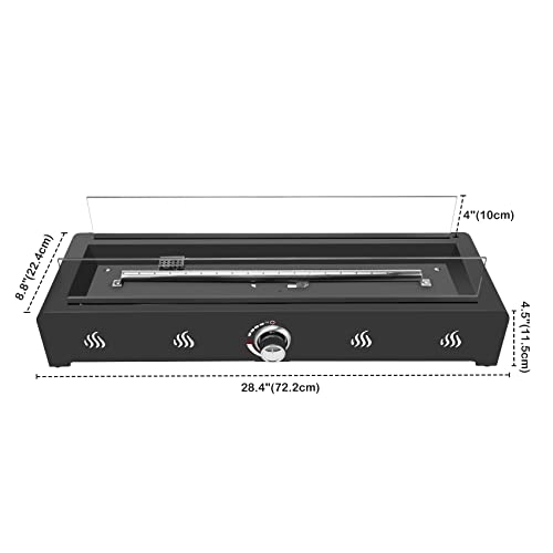 Onlyfire 28'' Tabletop Fire Pit Table, Propane Fire Pit with Bottom Air Intake, Glass Wind Guard and Fire Glass, Outdoor Rectangular Smokeless Fire Table by onlyfire - Image 6