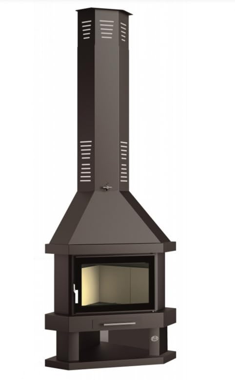 BRICOSOL Chimenea Leña Rincón FM Modelo C-300 RK Cristal Serigrafiado.