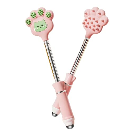 Doumewor Back Scratcher Extendable for Women Man with 2 Different Silicone Massage Points Relieve Itching Scalp Scratching Cat Paw Size 23.23 inch (Pink)