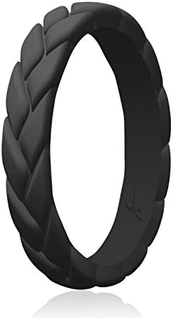 ROQ - Anillos de boda de goma de silicona para mujer, anillo de boda de goma delgado, juego de joyería nupcial, anillos de aniversario, anillo de